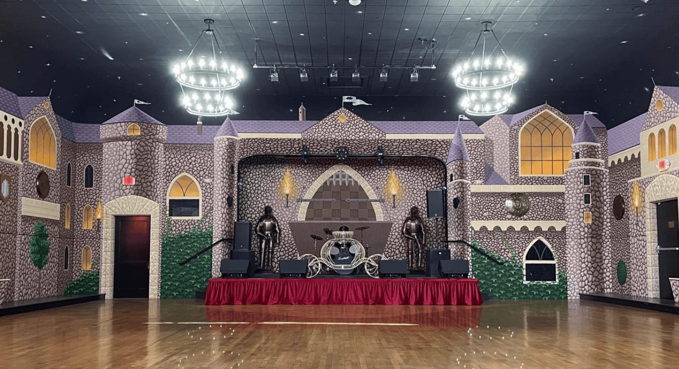 An ornate stage set built and painted for an event
