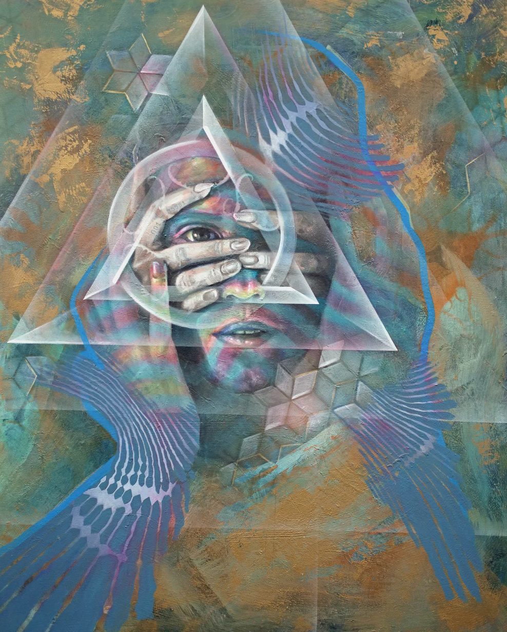 A visionary portrait painting by Danny Stephens